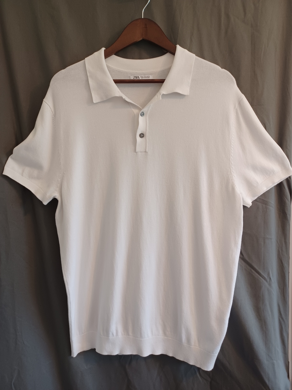 Zara Men's XL White Polo Knit Shirt Golf